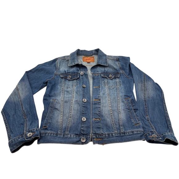 Red Camel Men's Distressed Denim Trucker Jacket - Size M - Faded Jean Jacket - Picture 3 of 11